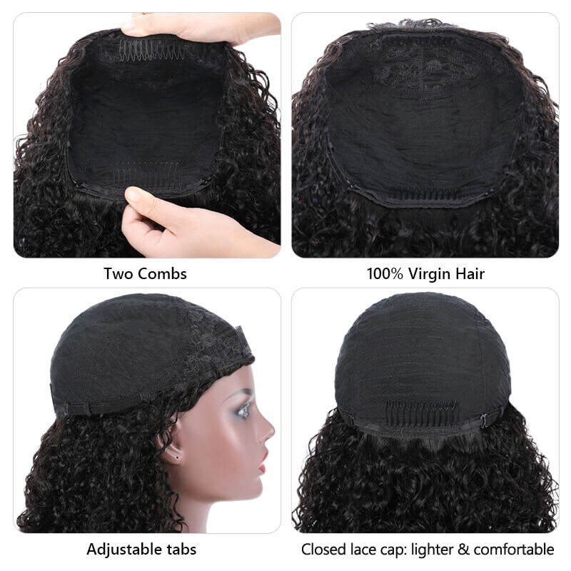 Nadula Afro Curly Human Hair Half Wig For Black Women 150 Density Affordable Kinky Curly Wig 