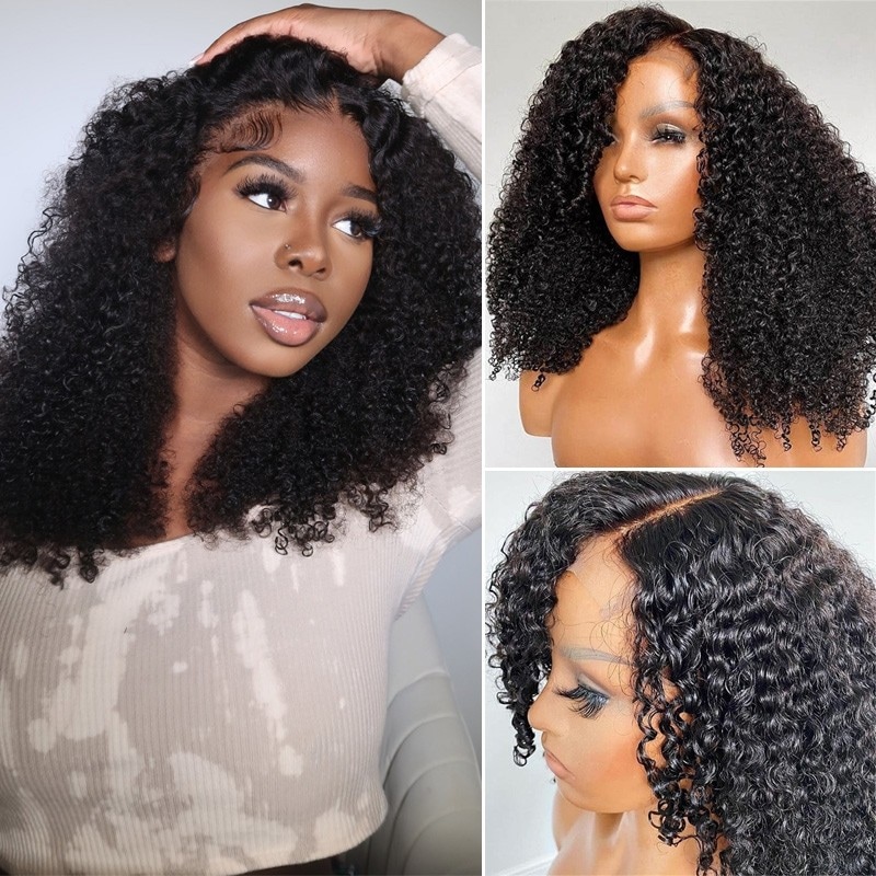 Nadula Kinky Curly 5x5 Transparent HD Lace Closure Wig Glueless 180% Density Human Hair Pre Plucked