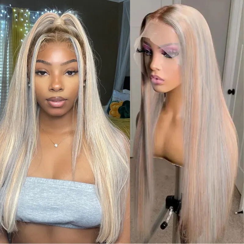 Nadula Flash Sale Ash Blonde Highlights Color Straight 13X4 Lace Front Wig