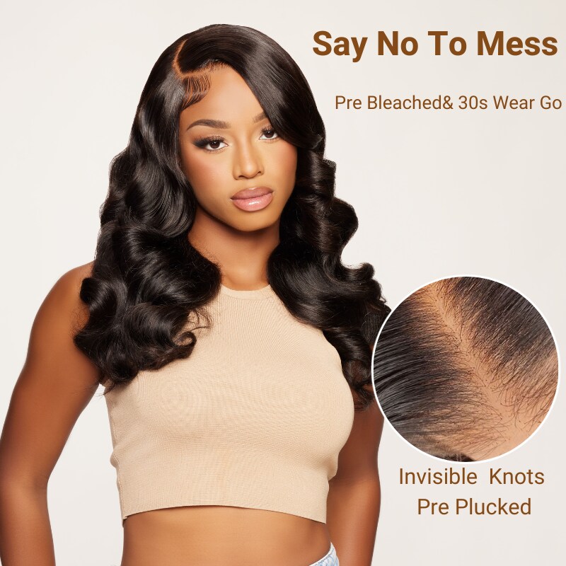 Nadula 18 Inch 7x5 Body Wave Pre Bleached Invisible Knots Glueless Wig