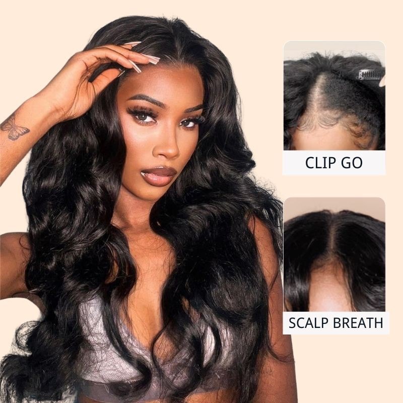 Nadula Beginner Friendly V Part Wig Body Wave Human Hair None Lace Wigs Easy To Install