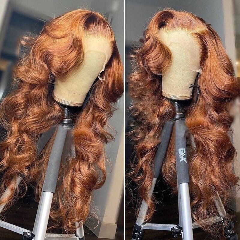 Nadula Big Voluminous Curls Hair Wig Auburn Loose Wave Wigs 13x4 Lace Front Wigs 180% Density