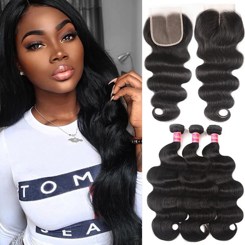 Nadula Body Wave Virgin Hair Transparent 5x5 Lace Closure With 3