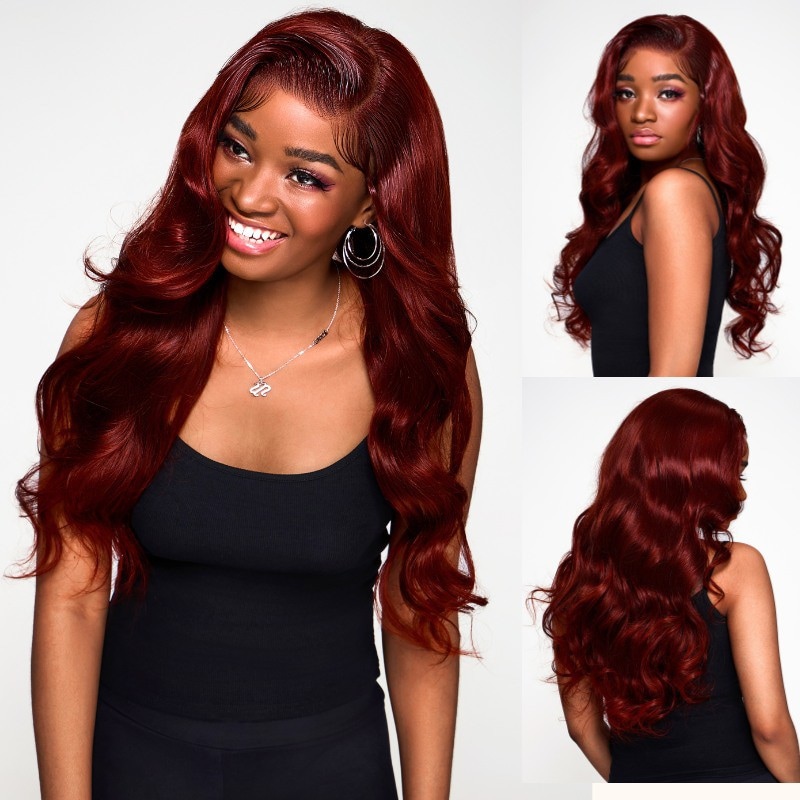 Nadula Bye Bye Knots 2.0™ 7x5 Reddish Brown Body Wave Pre Bleached Invisible Knots Glueless Wig