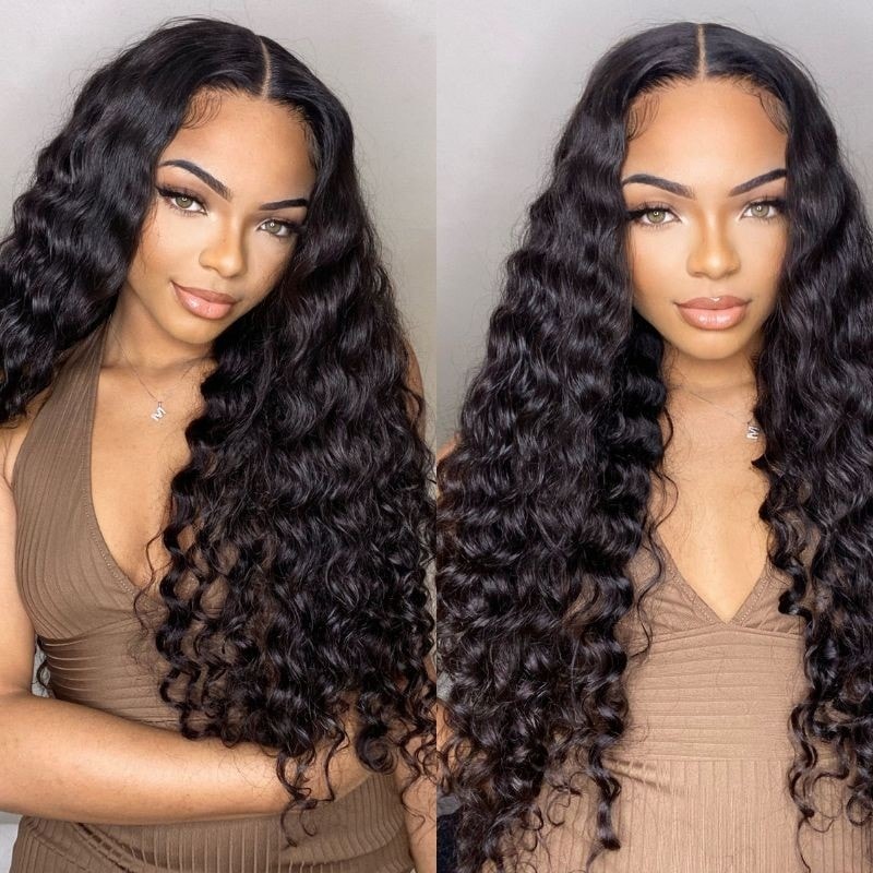 Nadula Clearance Sale Deep Wave HD Lace Wig 13x4 Lace Front Glueless Wigs Throw on and Go