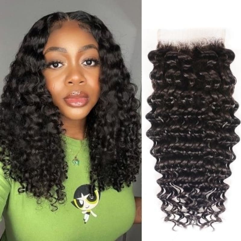 Nadula Deep Wave Virgin Hair Lace Closure Free Part 10in-20in Closure Free Shipping