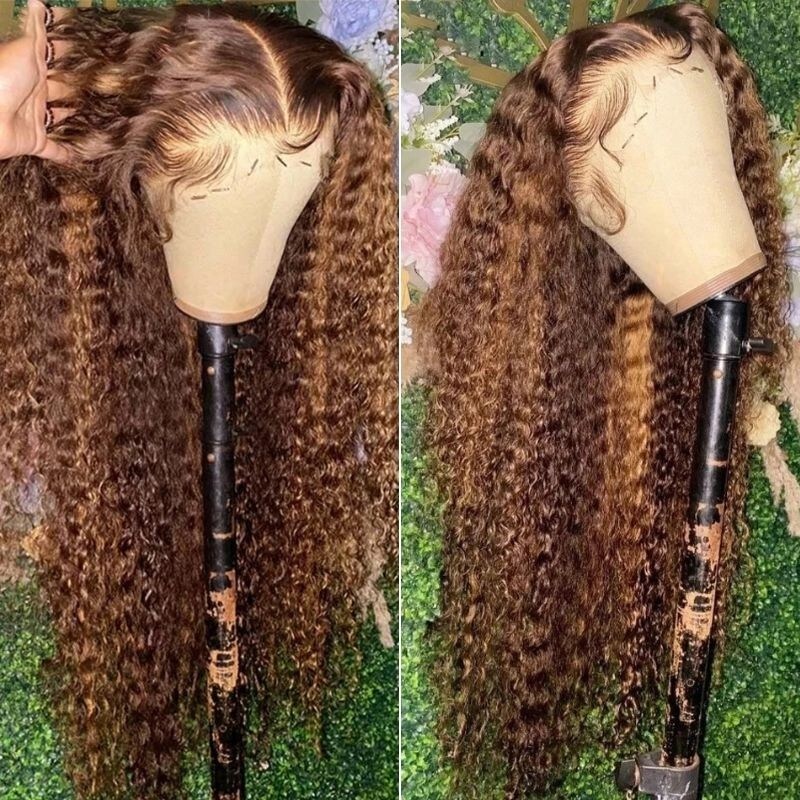 Extra 50% Off Code HALF50 | Nadula Highlight Brown Jerry Curly 4*4 Inch Lace Closure Honey Blond Wig