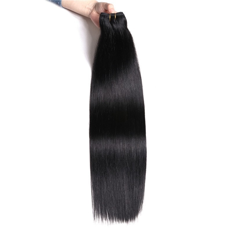 Nadula #1 Jet Black Straight Human Hair Weave Extensions 1Bundle 100g