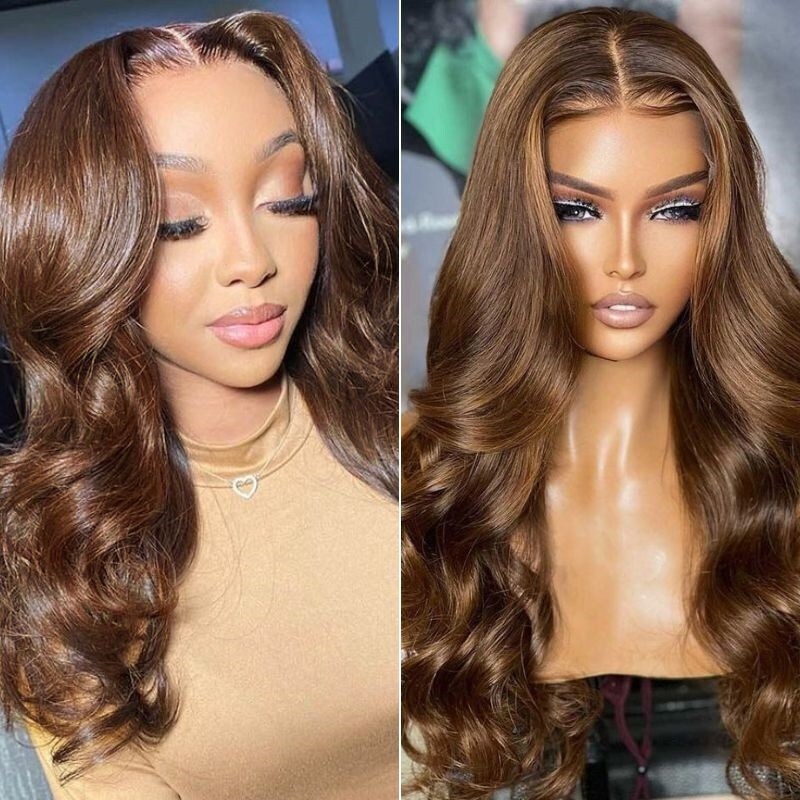 Nadula Light Brown Afforable Body Wave Lace Front Wig Human Hair Color Wigs