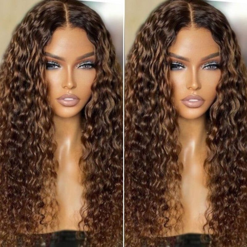 Nadula Clearance Sale Piano Brown Highlight Wig Water Wave 13x4 Water Wave Lace Front Wig for Women