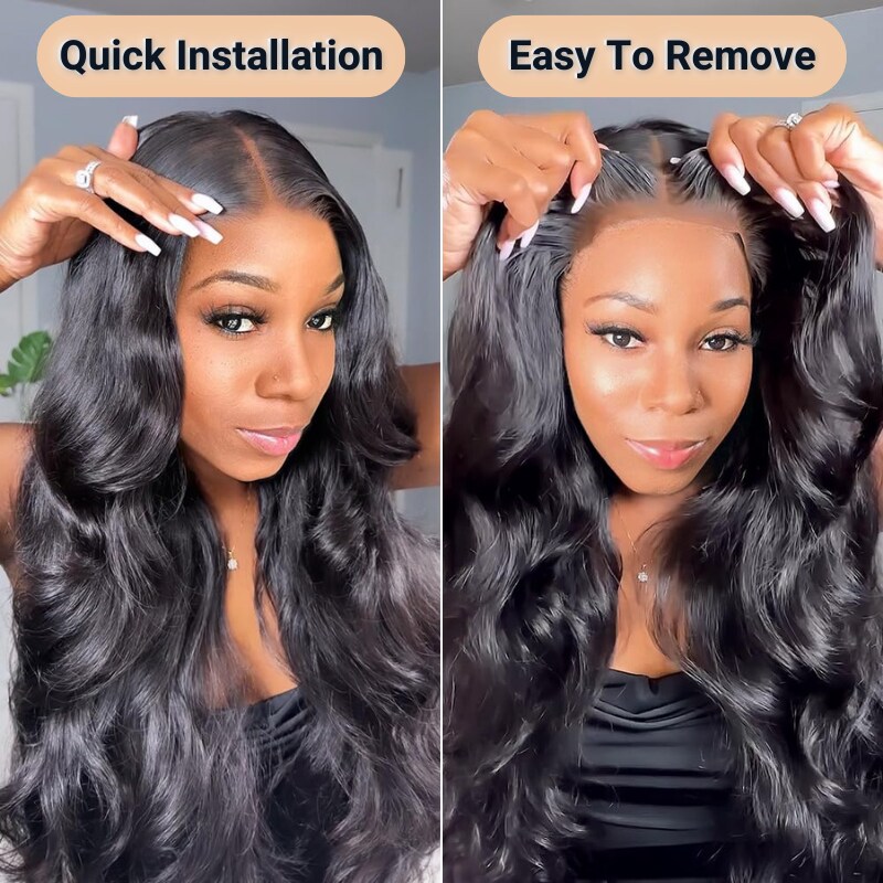 Nadula Pre-cut 6x4.5 And 7x5 Pre Bleached Wear and Go Body Wave Glueless Wig With Pre Plucked 