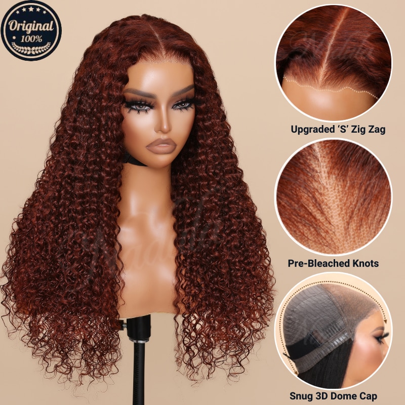 Ms_siyaa Same Wig | Nadula Pre-Cut Lace Wig Put on and Go Reddish Brown Color Jerry Curly Wig Pre Plucked