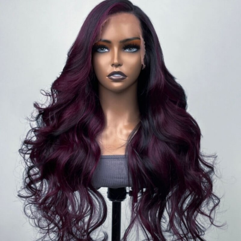 Nadula Purple Color Ombre Loose Wave 150% Density 13x4 Lace Front Wig Pre Plucked