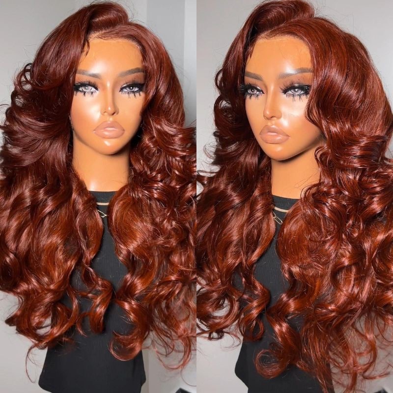 Nadula Put On And Go Wig 6X4.5 Pre-Cut Lace Reddish Brown Body Wave Wigs