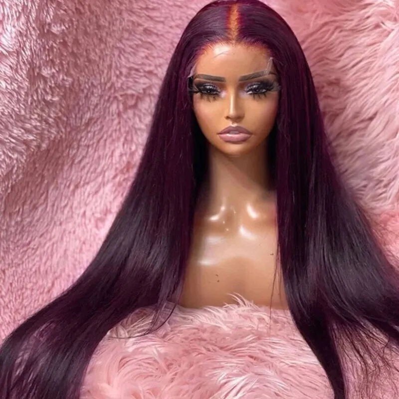 【All Inch=$119】Nadula Clearance Sale Dark Purple Plum Straight With Baby Hair Pre Plucked Wigs
