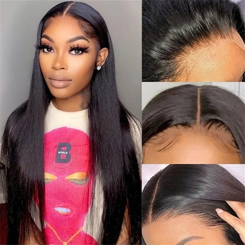 Nadula Straight Middle Part Lace Wigs Pre Plucked Natural Hairline Long Wig With Baby Hair T Part Wig