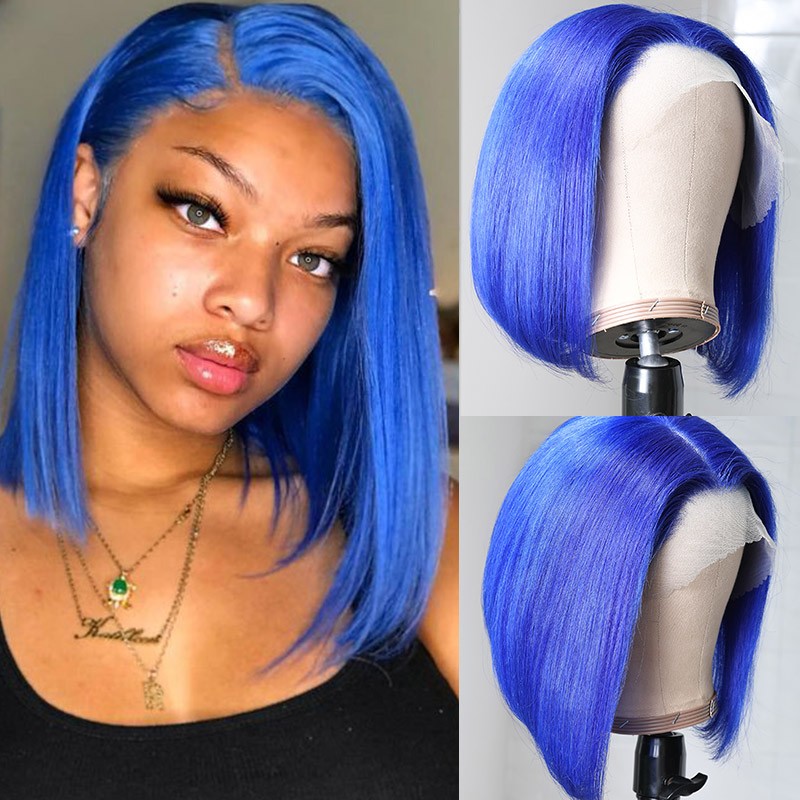 Short blue lace front wig clearance