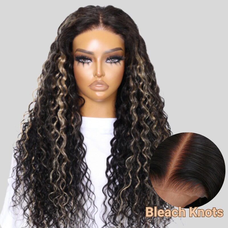 Nadula Water Wave Balayage Black and blonde Highlight Pre Cut Wear Go Lace Closure Wig