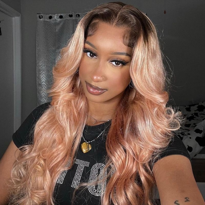 Nadula Anicy Blonde Body Wave Highlight Pale Pink Color 13x4 Lace Front Wig Pre Plucked
