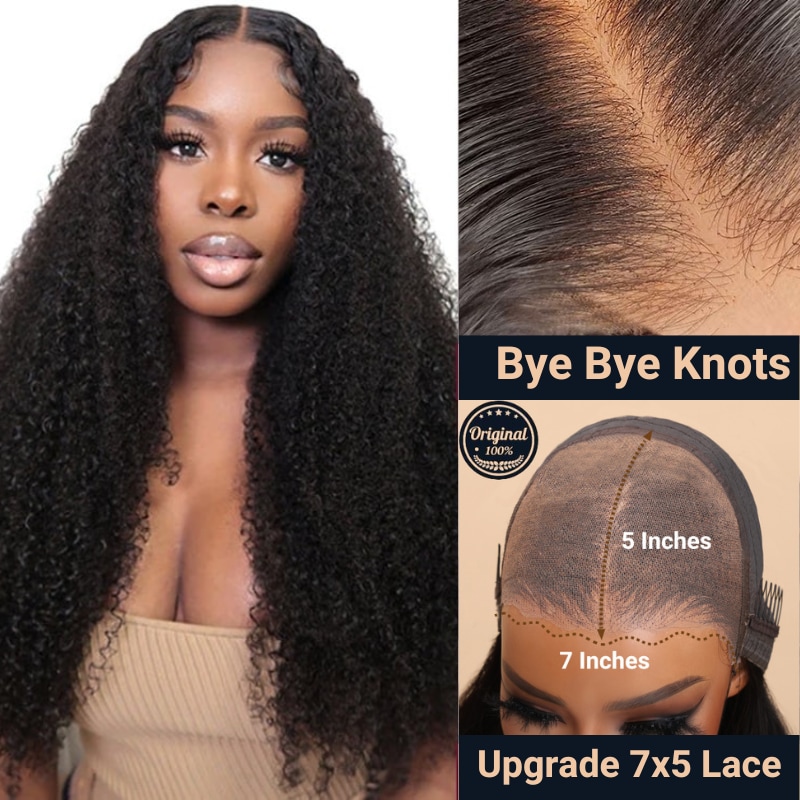 Nadula Flash Deal 180% Density Lace Closure Jerry Curly Wigs With Natural Hairline Hand Tied Lace Wig