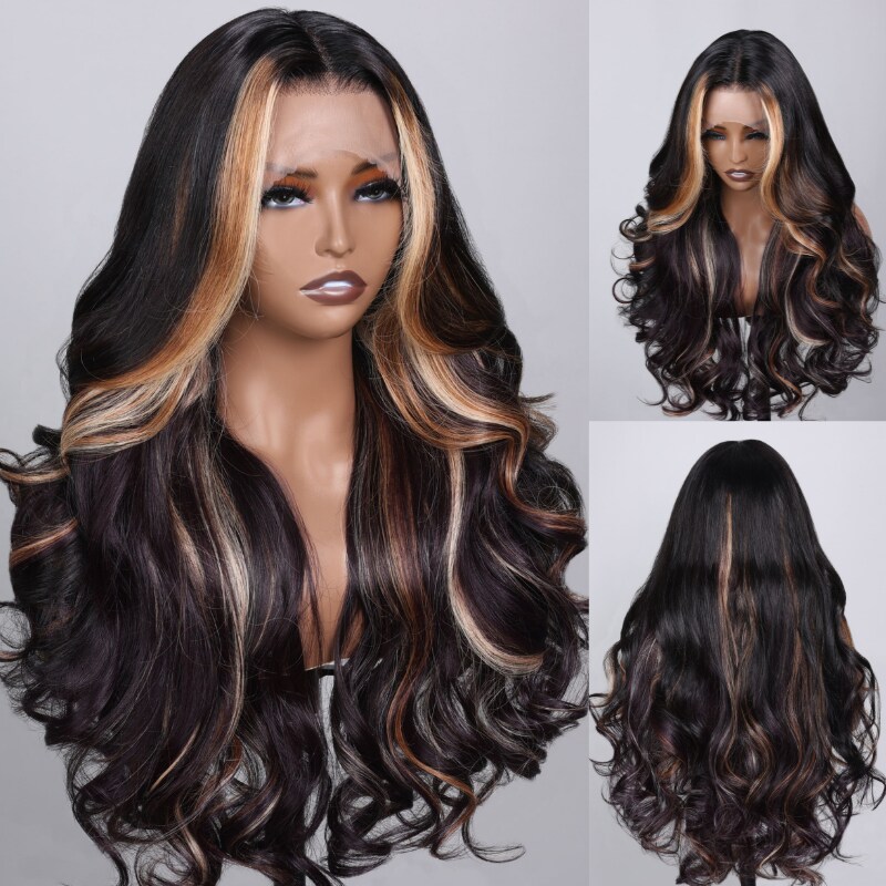 Nadula Flash Sale Blonde Peeking Highlights Color Layered Loose Wave 13x4 Human Hair Wig 