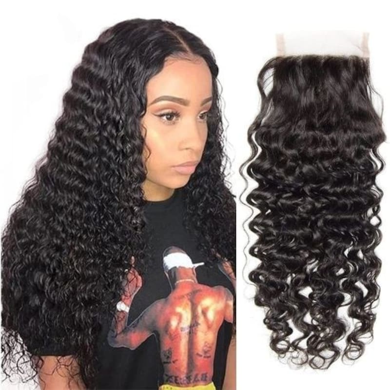 Nadula Water Wave 4*4 Lace Closure Pre Pluck Free Part 100% Virgin Human Hair High Quality