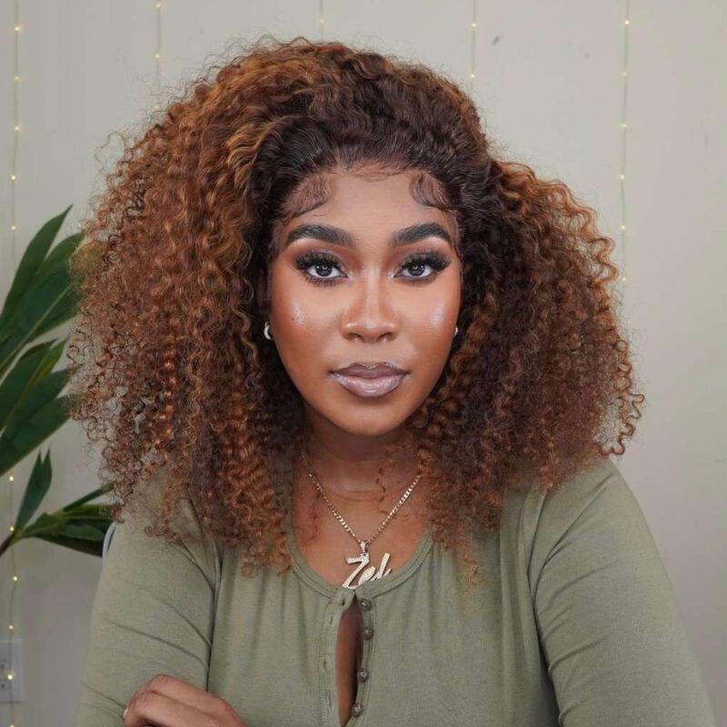 Nadula Bye Bye Knots Wig | 7x5 Balayage Piano Brown Kinky Curly Pre Bleached Invisible Knots Highlight Wig