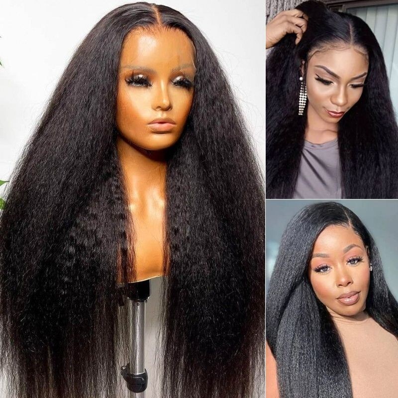[18 Inches-$79] Special Offer 4C Yaki Kinky Straight T Part Lace Wigs