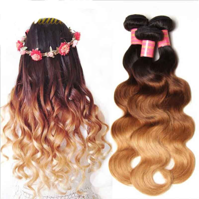 Nadula Ombre Body Wave Hair 3 Bundles 3 Tone Color Human Hair