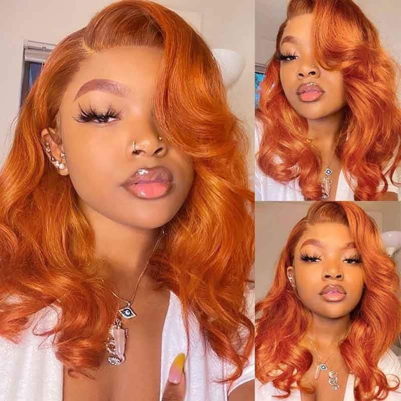 【All Inch=$119】Nadula Orange Ginger Body Wave Lace Front Wig 150% Density Affordable Medium To Thick Natural Looking Human Hair Wigs