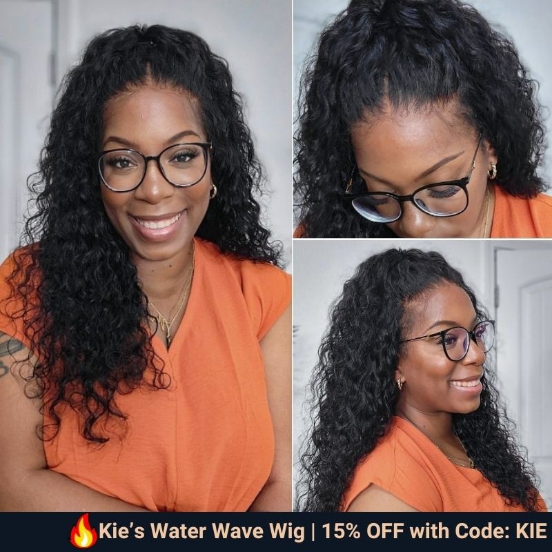 Kie's Offer | Nadula 7x5 Bye Bye Knots Wig 2.0™ Invisible Knots Water Wave Put On and Go Glueless Lace Wig Natural Hairline