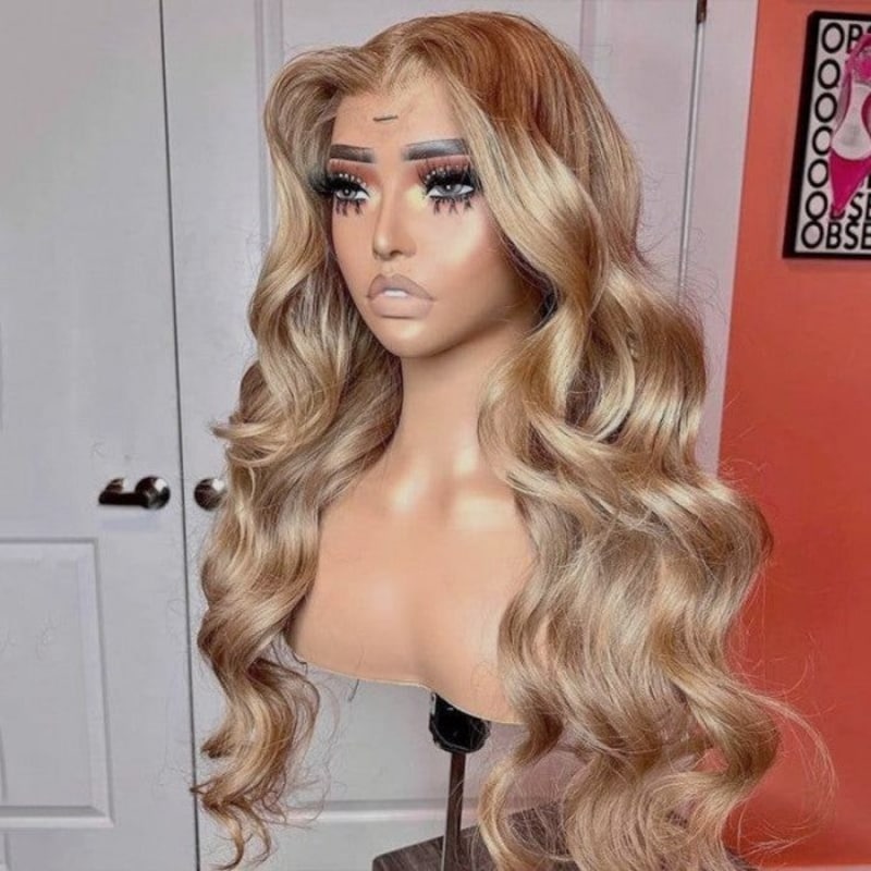 Nadula 613 Dark Blonde Layered Body Wave 13x4 Lace Front 180% Density Highlight Wig With Pre Plucked 