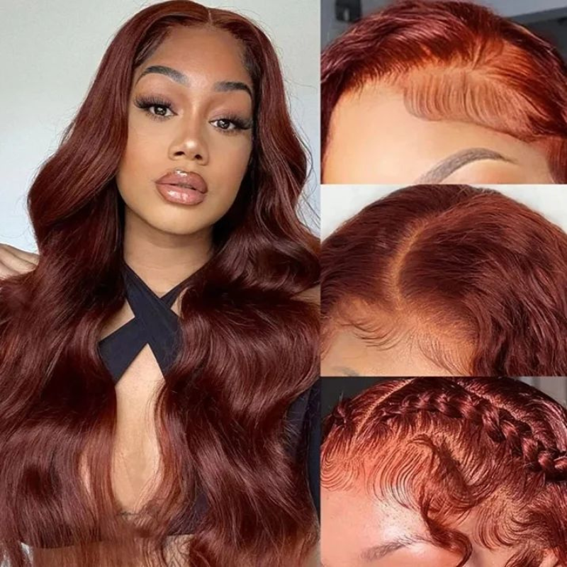 Nadula Bye Bye Knots Wig 7x5 Reddish Brown Body Wave Pre Bleached