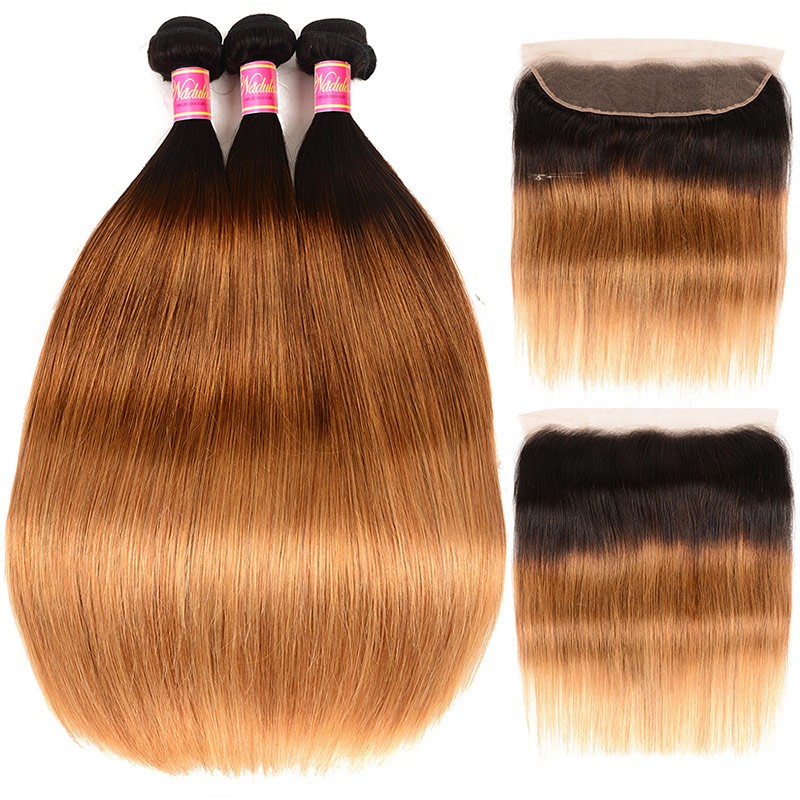 Nadula Straight Weave Ombre T1b 4 27 Colored Hair 3 Bundles With