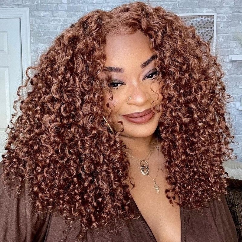 Nadula #30 Ginger Color Jerry Curly 13*4 Lace Front Wig 130% Density Medium To Thick Pre Plucked Affordable Wig