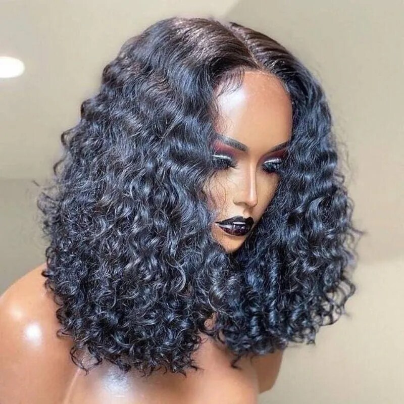 Nadula Flash Sale Water Wave Bob Wig Glueless V Part Human Hair Wig Natural Black Blend Perfectly With Own Hair