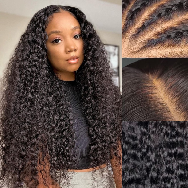Nadula 7x5 Invisible Knots Water Wave Put On and Go Glueless Lace Wig Natural Hairline For Flash Deal