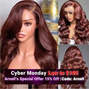Arnell Same Nadula Pre-Cut 6x4.5 Lace Closure Wig Wear and Go Reddish Brown Body Wave Wig 150% Density