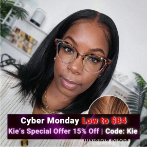 Kie's Offer | Nadula 6x4.75 And 7x5 Pre Cut Lace Yaki Bob Wear and Go Wig With Bleach Knots