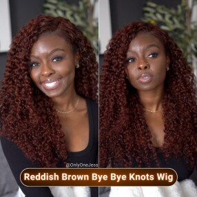  OnlyOneJess & Dominique Approved Nadula Bye Bye Knots Wig | 6x4.5 And 7x5 Invisible Knots Reddish Brown Curly Wig Natural Hairline
