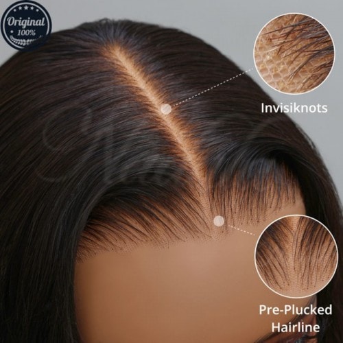 Nadula Bye Bye Knots Wig | 7x5 Pre-Bleached Invisible Knots Bob Glueless Wig Natural Hairline