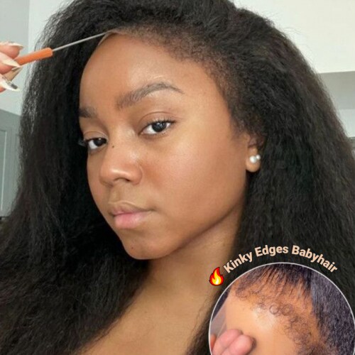 Nadula Flash Sale Kinky Straight Pre-cut lace Wear and Go Wigs With Curly Edge Baby Hair