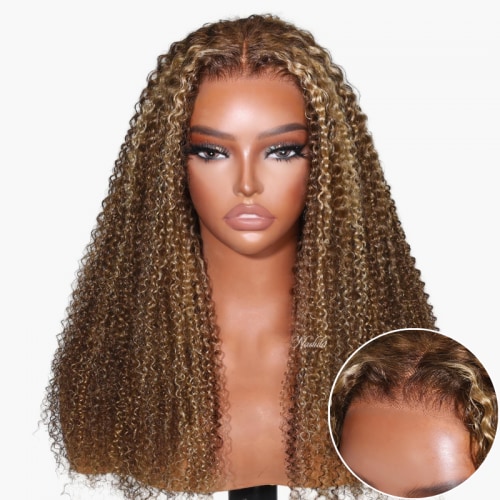 20 Inch=$89 | Nadula 13x4 Inch Blonde Highlight Color Kinky Curly 4C Must-Have Style Wigs