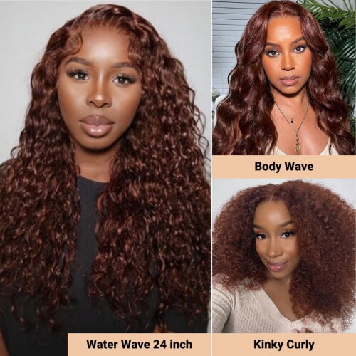 Nadula #33 Red Brown Auburn Human Hair Wig Pre Plucked 13x4 Lace Front Colored Wigs For Women