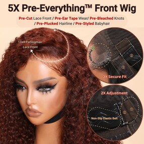 Byebye Glue Front Wig | Nadula Pre Everything 13x4 Lace Front Jerry Curly Reddish Brown Wear Go Wig