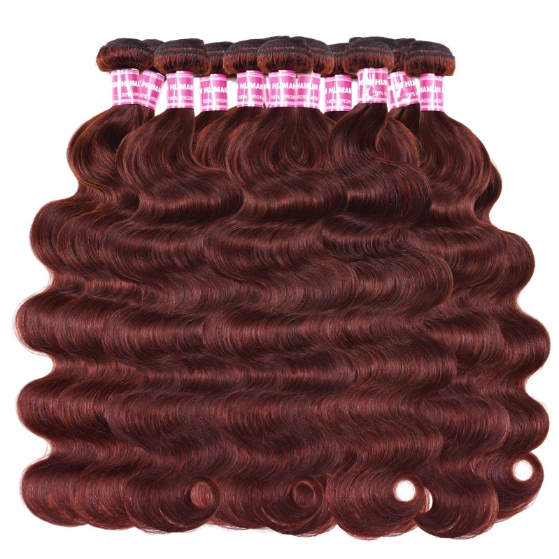 Nadula Wholesale Straight/ Body Wave Virgin Hair 10 Bundles Deal Reddish Brown/ Blonde Highlight Color