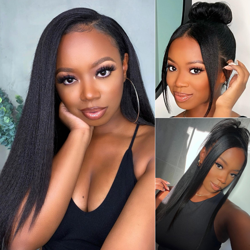 Ameera's Same | Nadula Yaki Straight and Kinky Straight 13x4 Pre Everything Wig 2.0™ Transparent Lace Put on and Go Wig Deep Part