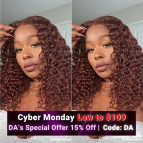  OnlyOneJess & Dominique Approved Nadula Bye Bye Knots Wig | 6x4.5 And 7x5 Invisible Knots Reddish Brown Curly Wig Natural Hairline