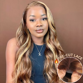 Nadula Bye Bye Knots Wig | 6x4.5 And 7x5 Invisible Knots Honey Blonde Highlight Body Wig Natural Hairline