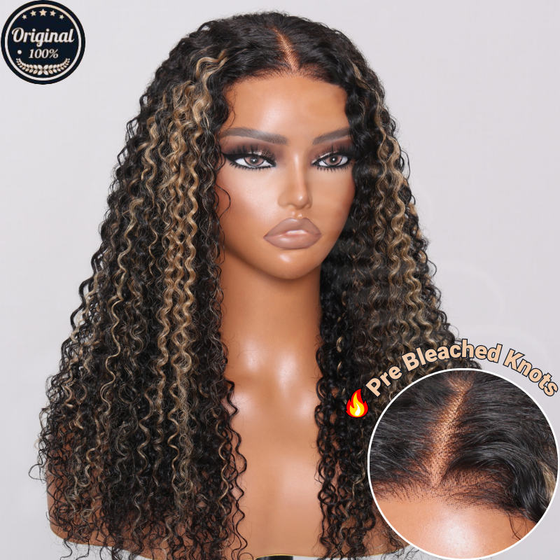 Bye Bye Knots Wig 2.0™ | Nadula 7x5 Balayage Black and blonde Highlights 4C Curly Put on and Go Lace Closure Wig